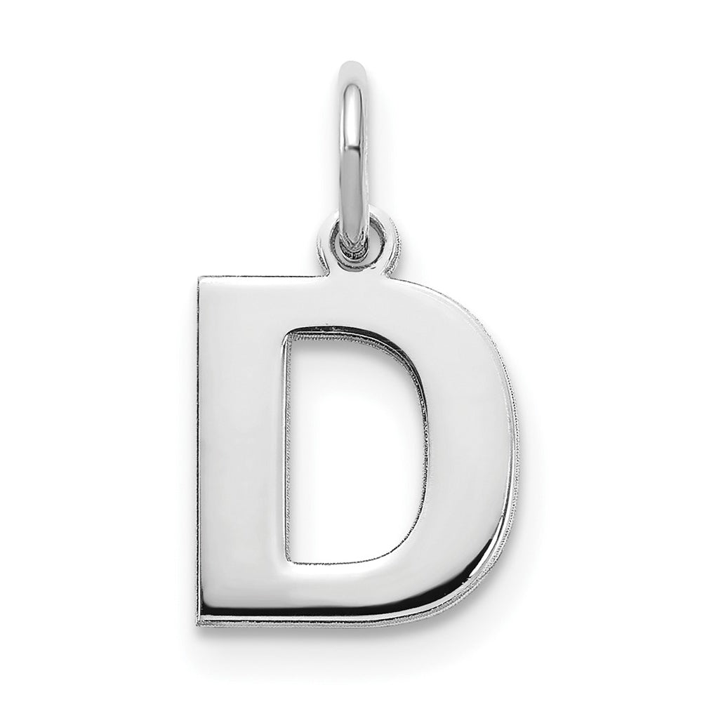 14K White Gold D Initial Pendant