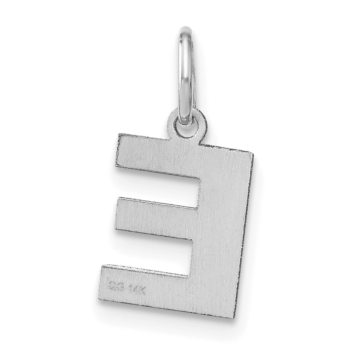 14K White Gold E Initial Pendant