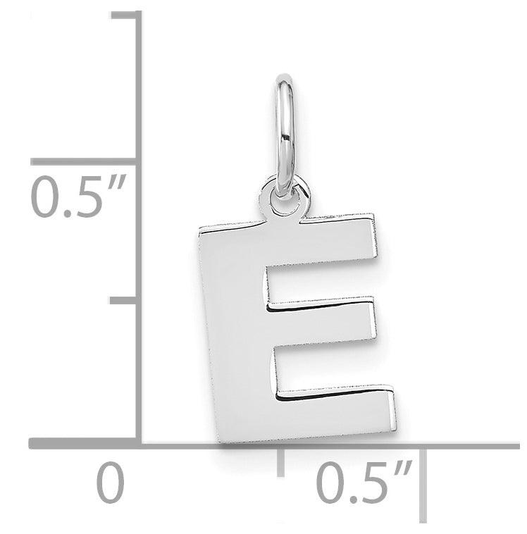 14K White Gold E Initial Pendant