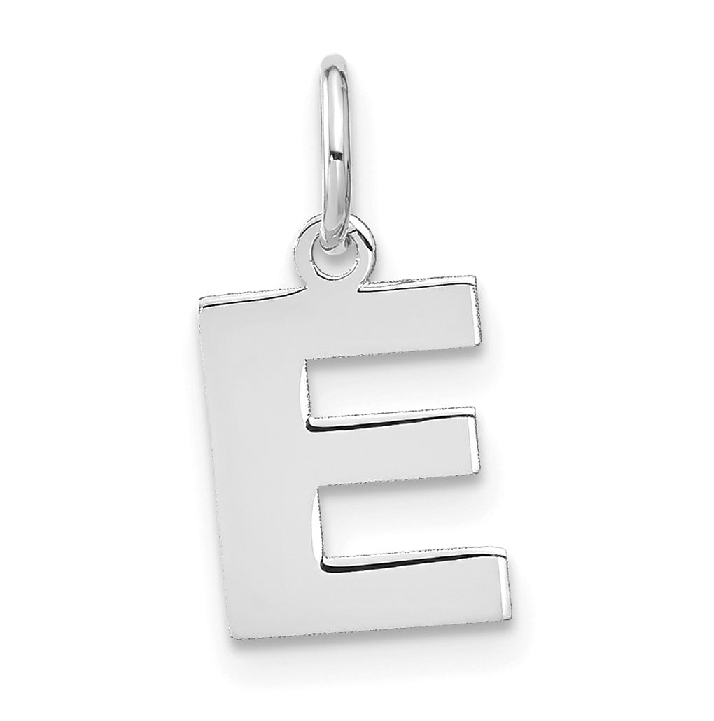 14K White Gold E Initial Pendant