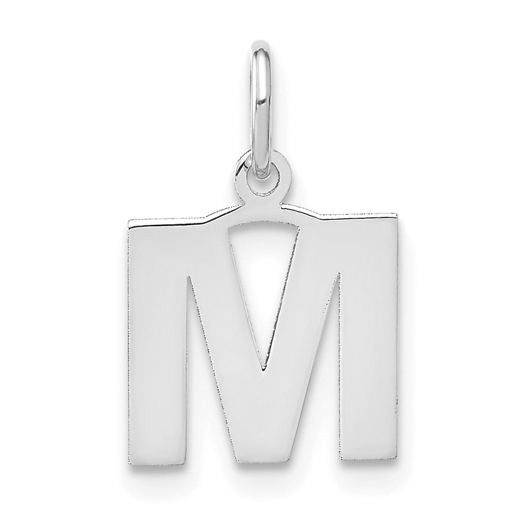 Sterling Silver Rhodium plated M Initial-Pendant