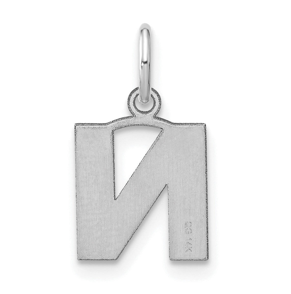 14K White Gold N Initial Pendant