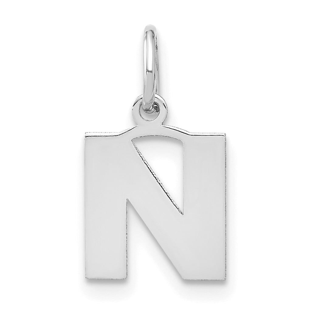 Sterling Silver Rhodium plated N Initial-Pendant