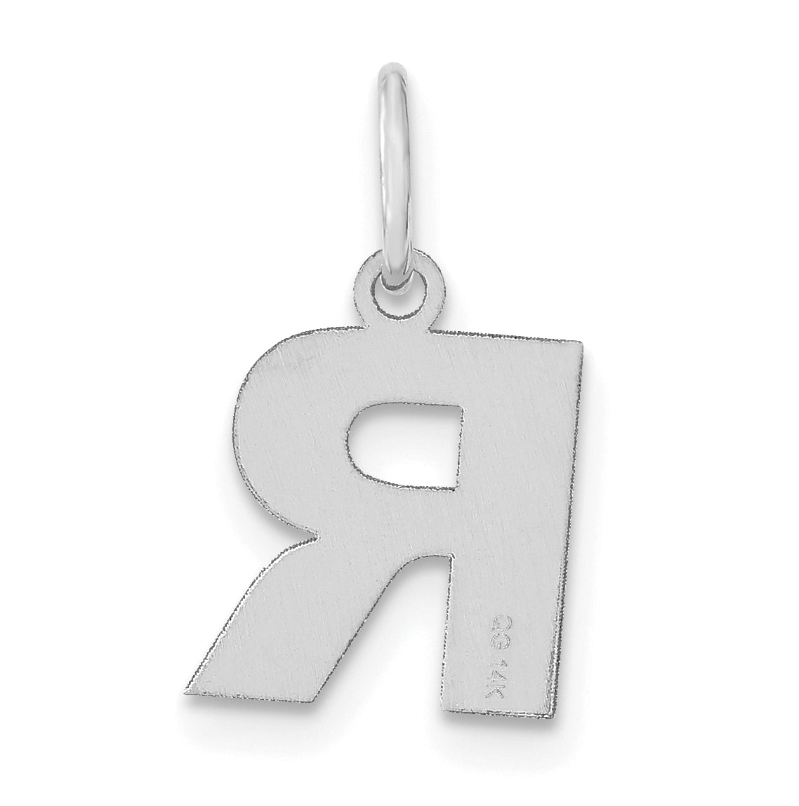 14K White Gold R Initial Pendant