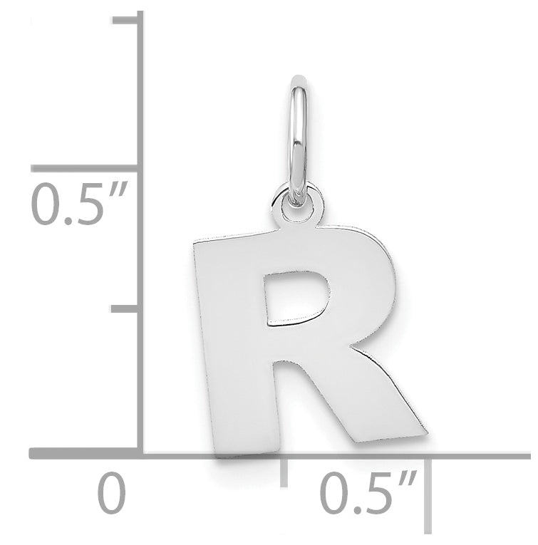 14K White Gold R Initial Pendant