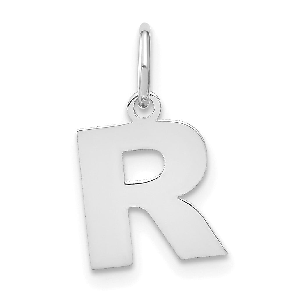 14K White Gold R Initial Pendant