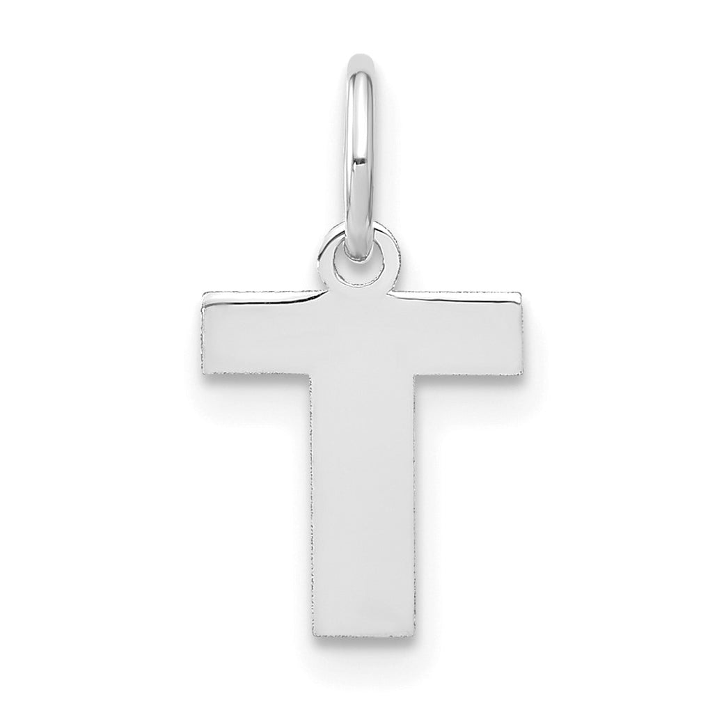 Sterling Silver Rhodium plated T Initial-Pendant