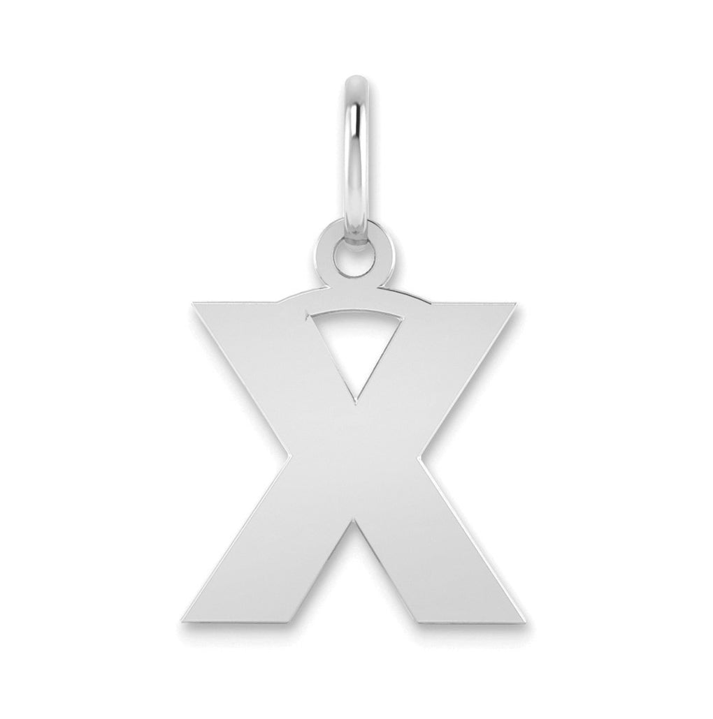 14K White Gold X Initial Pendant