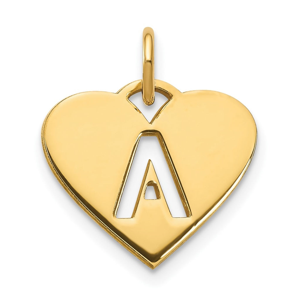 Sterling Silver Gold plated Initial Letter A Heart Initial Charm