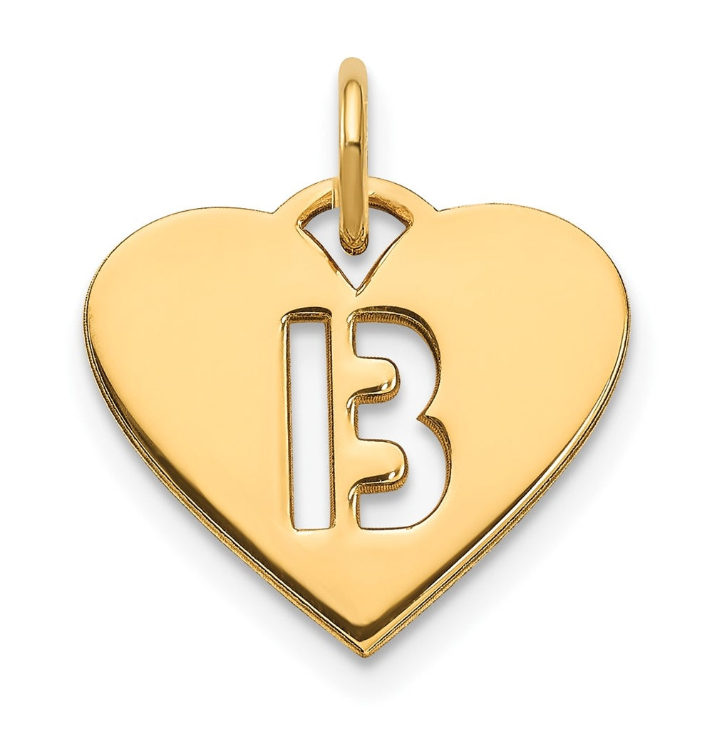 14K Yellow Gold Initial Letter B Initial Charm