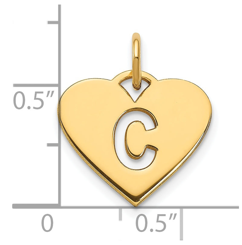 Sterling Silver Gold plated Initial Letter C Heart Initial Charm