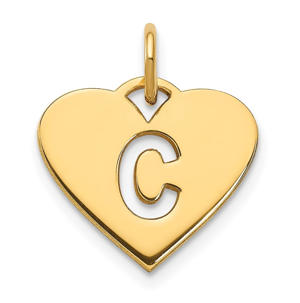 Sterling Silver Gold plated Initial Letter C Heart Initial Charm