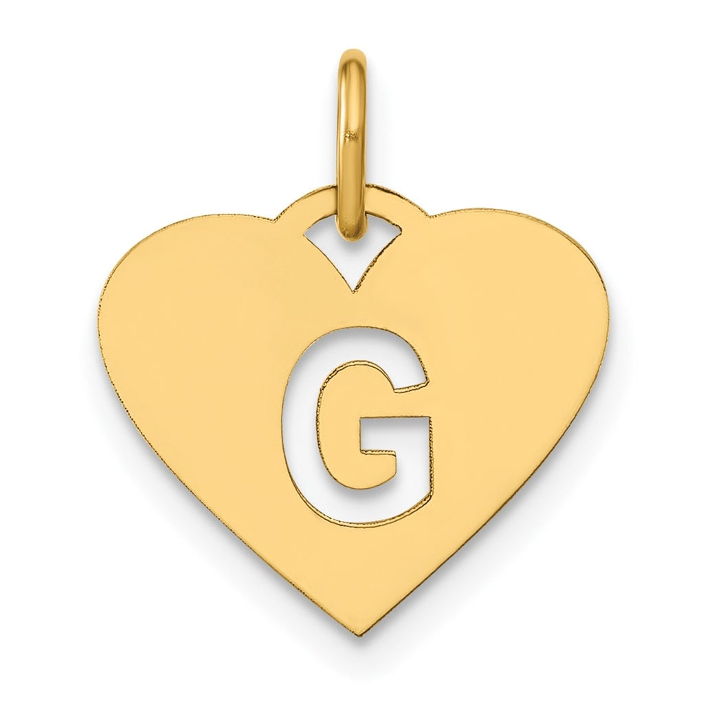 Sterling Silver Gold plated Initial Letter G Heart Initial Charm