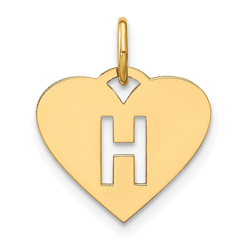 Sterling Silver Gold plated Initial Letter H Heart Initial Charm