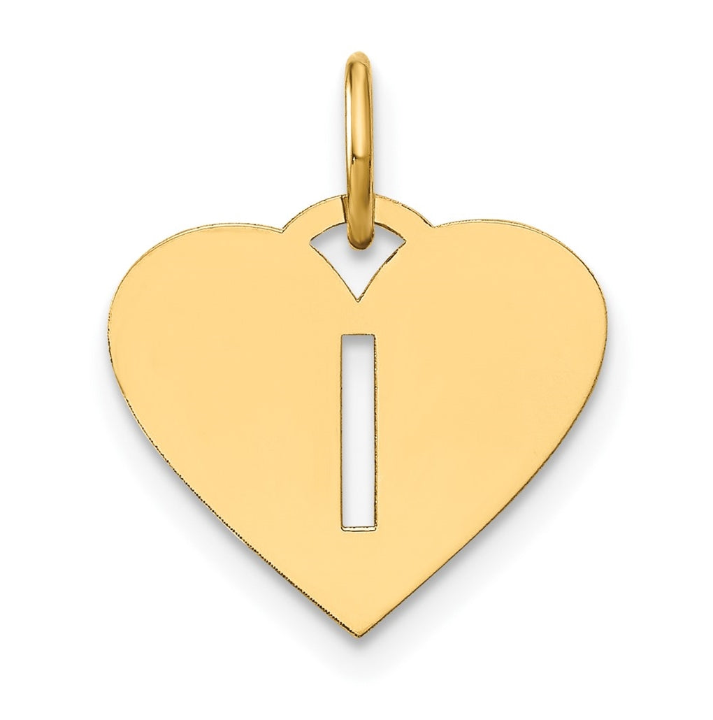 Sterling Silver Gold plated Initial Letter I Heart Initial Charm