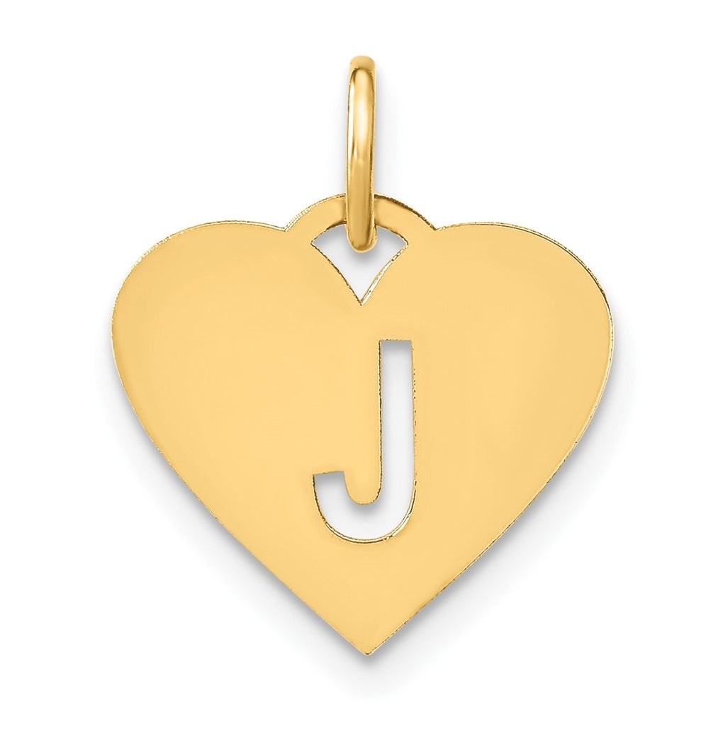 Sterling Silver Gold plated Initial Letter J Heart Initial Charm