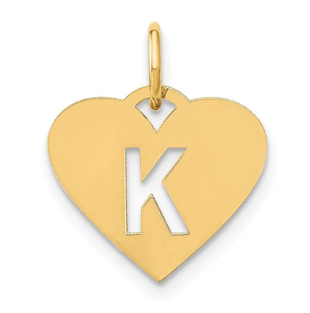 Sterling Silver Gold plated Initial Letter K Heart Initial Charm