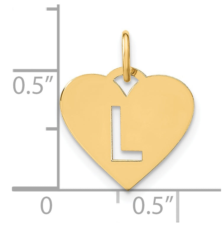 Sterling Silver Gold plated Initial Letter L Heart Initial Charm