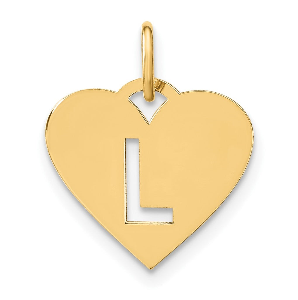 Sterling Silver Gold plated Initial Letter L Heart Initial Charm