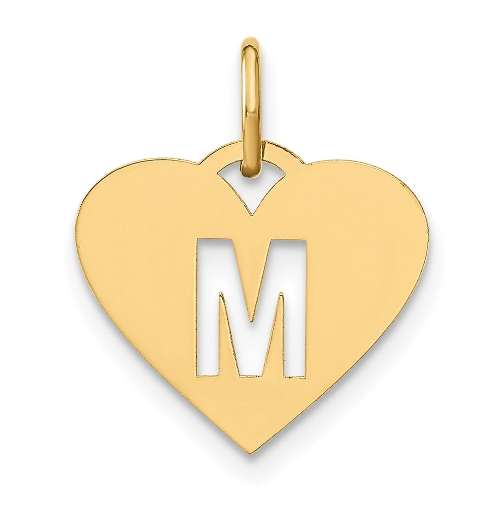 Sterling Silver Gold plated Initial Letter M Heart Initial Charm