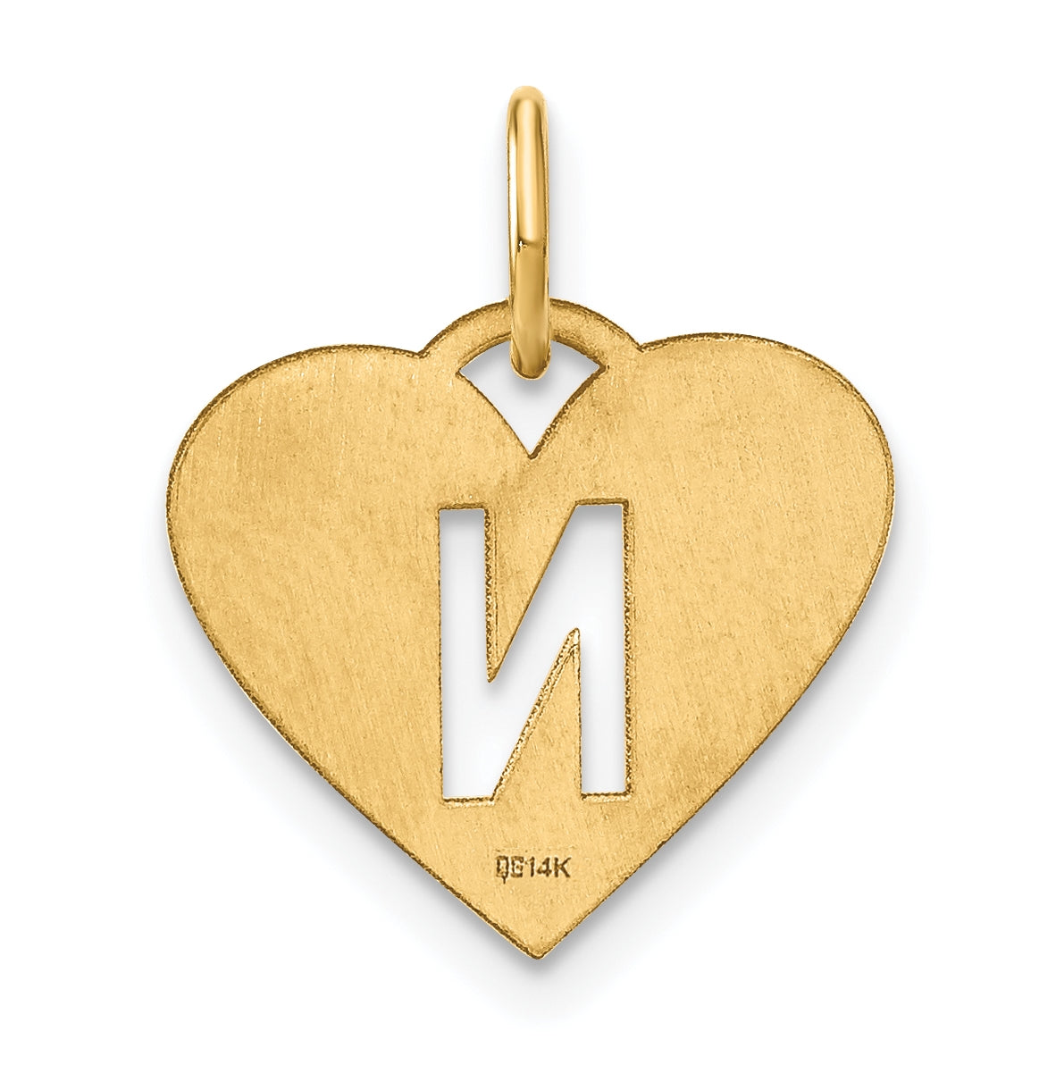 Sterling Silver Gold plated Initial Letter N Heart Initial Charm