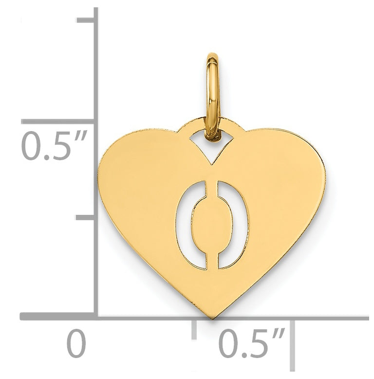 Sterling Silver Gold plated Initial Letter O Heart Initial Charm