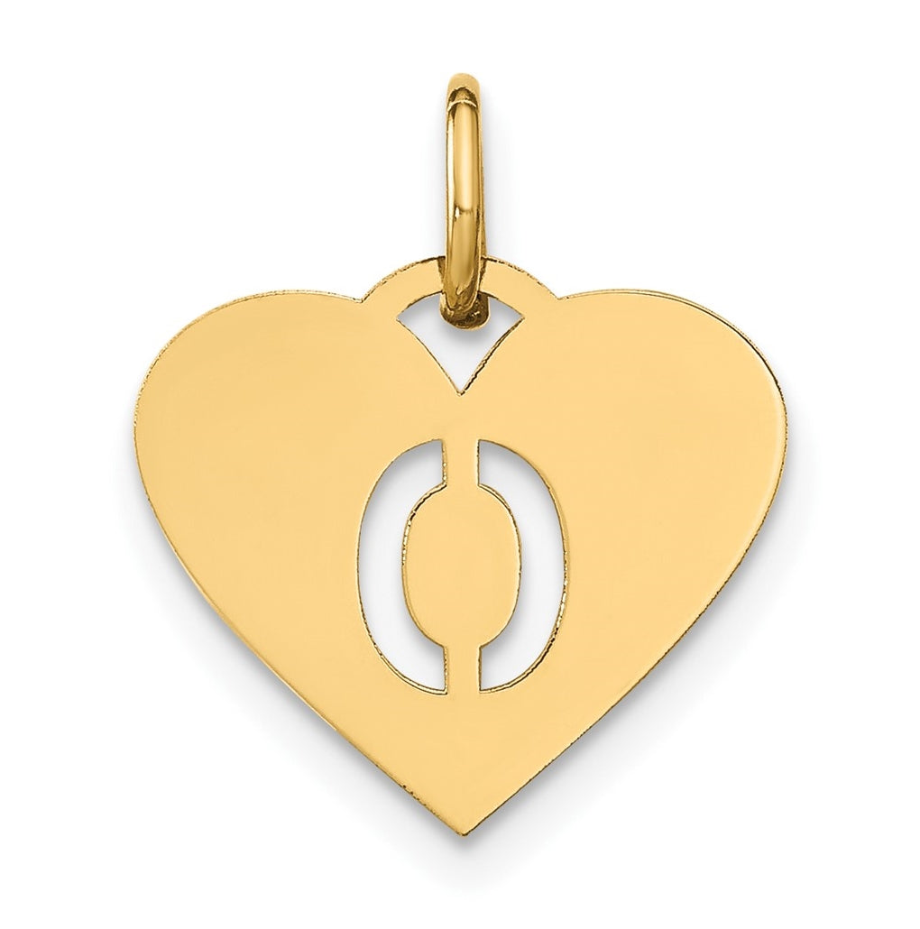Sterling Silver Gold plated Initial Letter O Heart Initial Charm