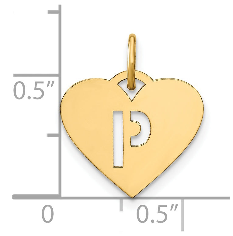 Sterling Silver Gold plated Initial Letter P Heart Initial Charm