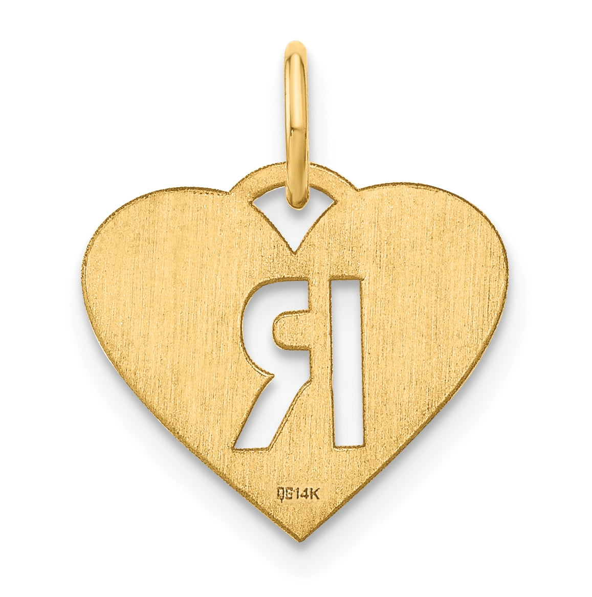 Sterling Silver Gold plated Initial Letter R Heart Initial Charm