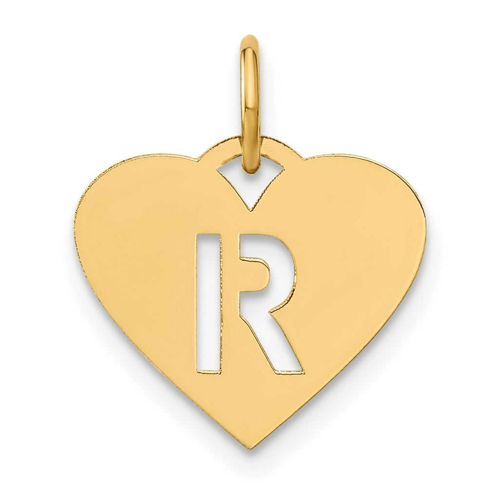 14K Yellow Gold Initial Letter R Initial Charm