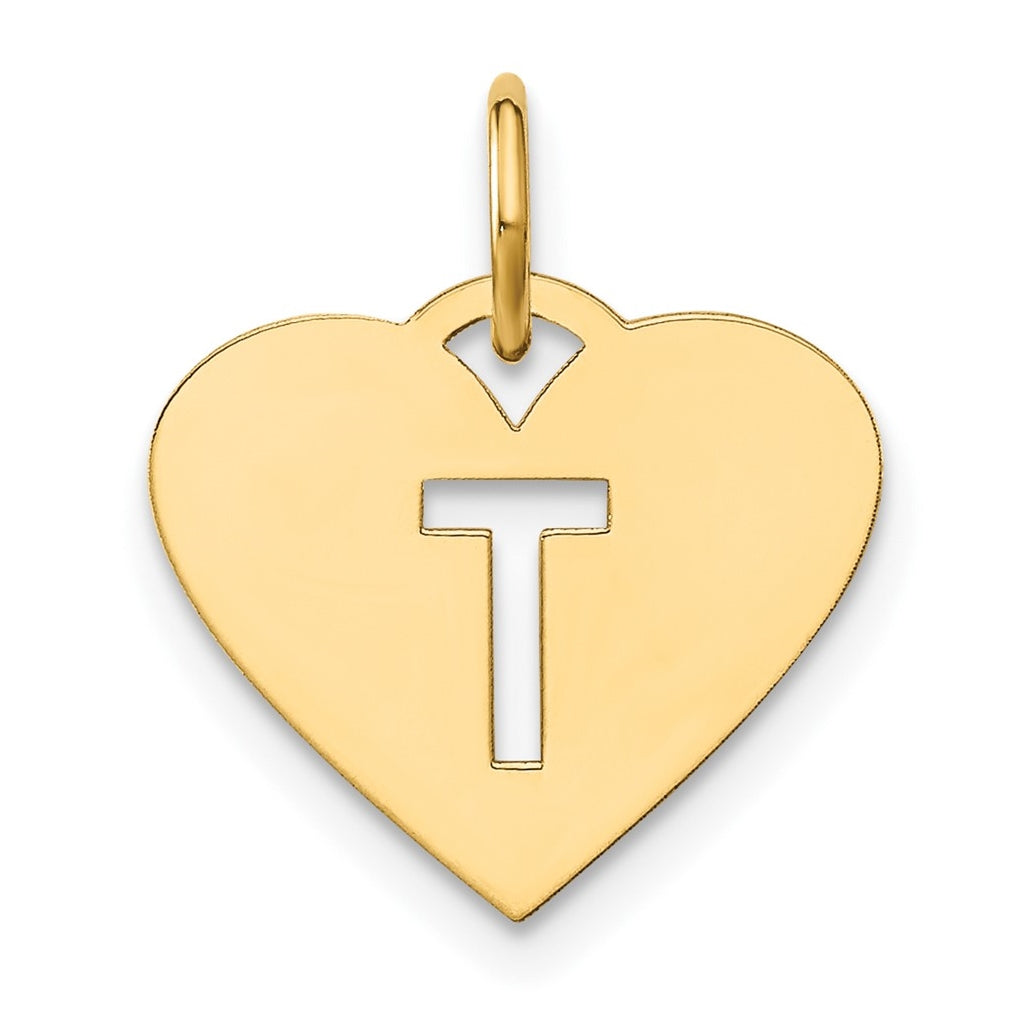 Sterling Silver Gold plated Initial Letter T Heart Initial Charm