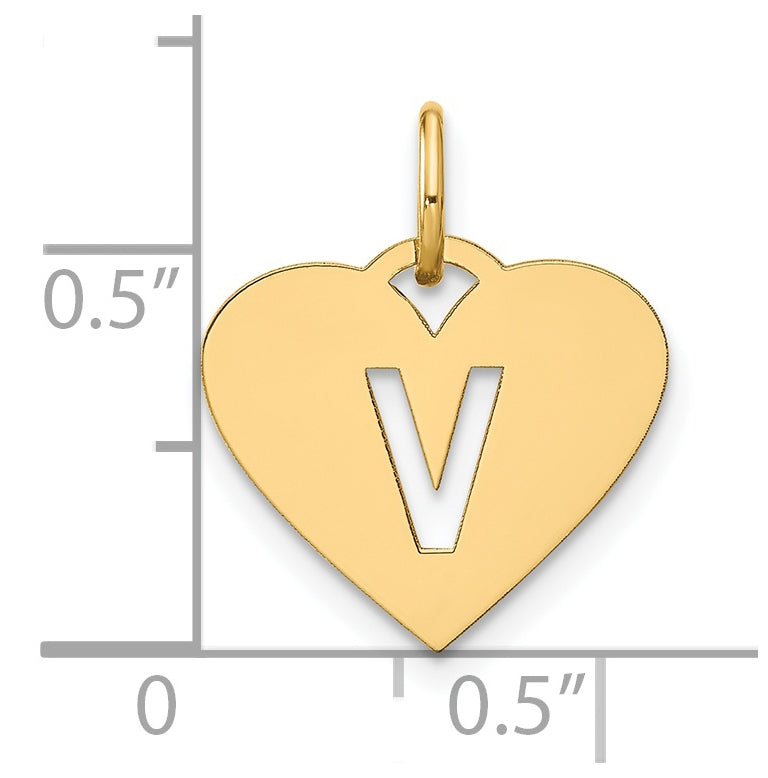 14K Yellow Gold Initial Letter V Initial Charm