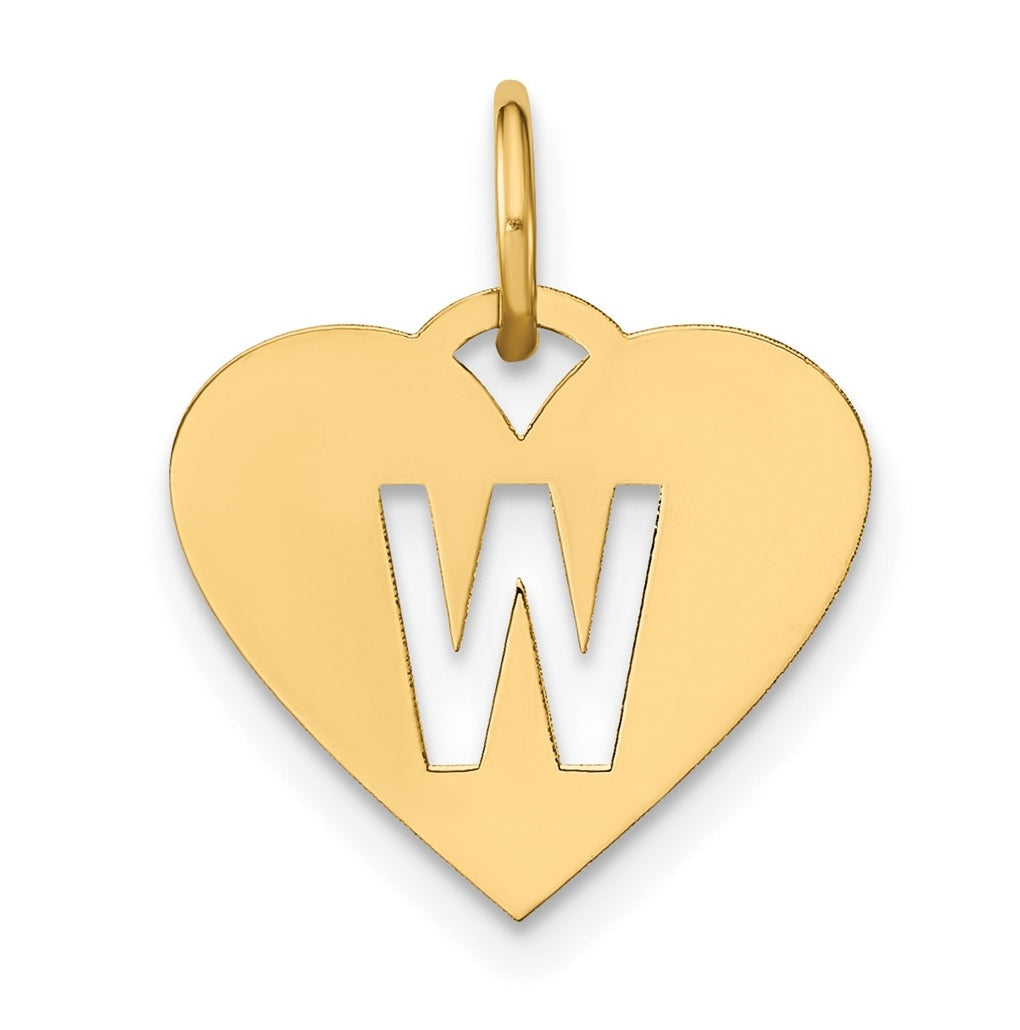 14K Yellow Gold Initial Letter W Initial Charm