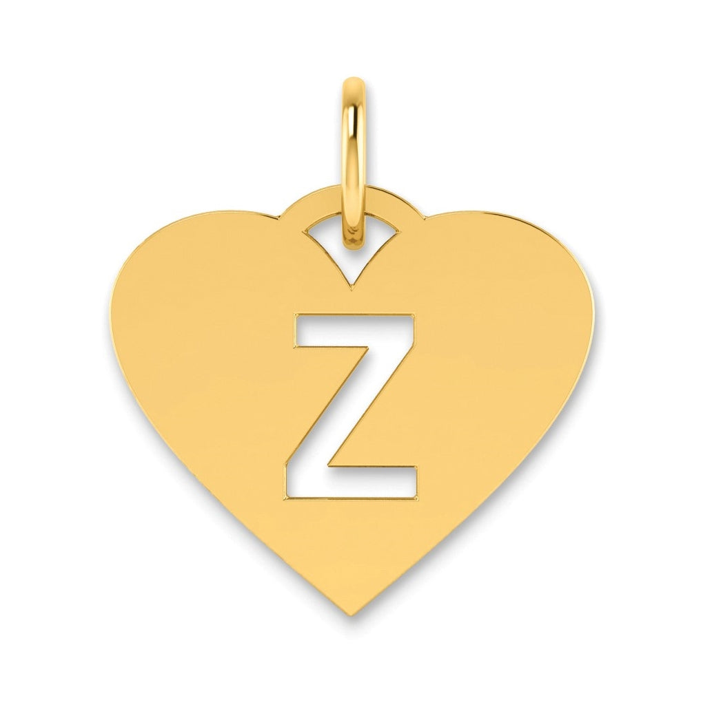 Sterling Silver Gold plated Initial Letter Z Heart Initial Charm