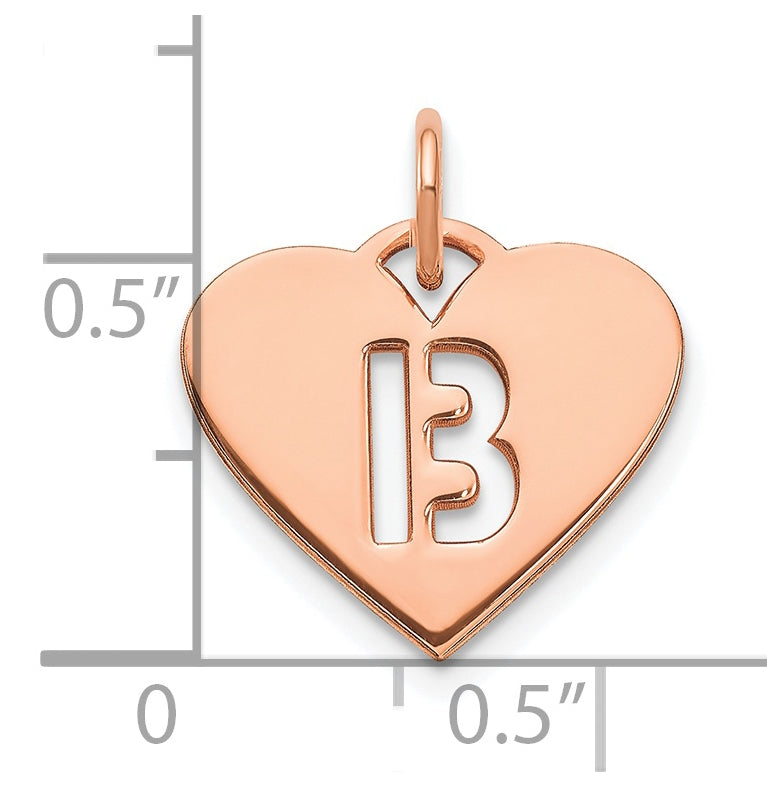 Sterling Silver Rose Gold Plated Heart Letter B Initial Charm