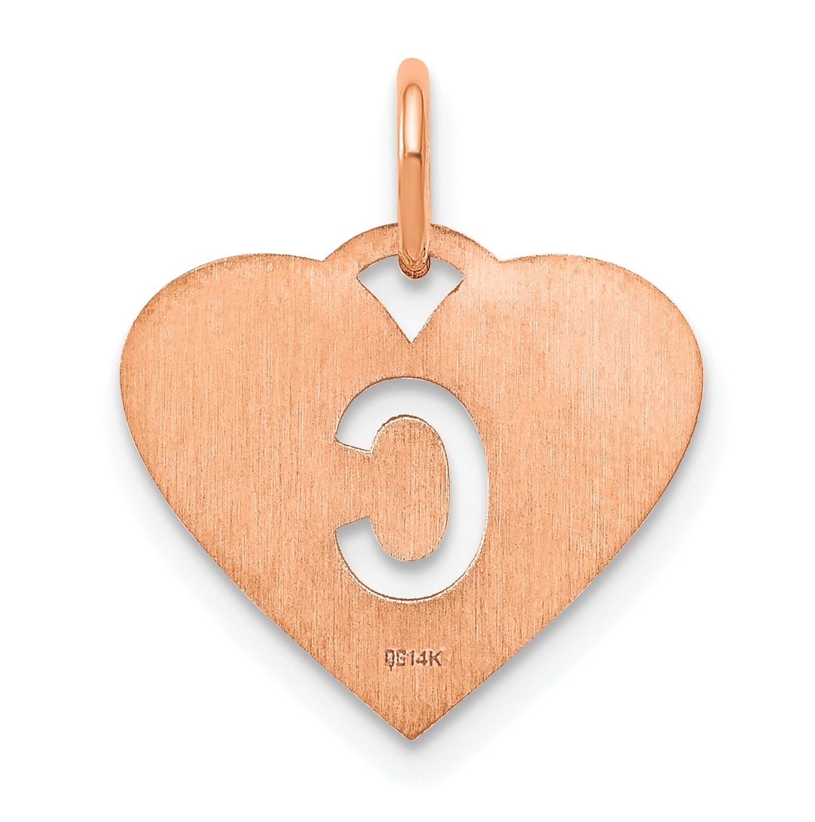 Sterling Silver Rose Gold Plated Heart Letter C Initial Charm