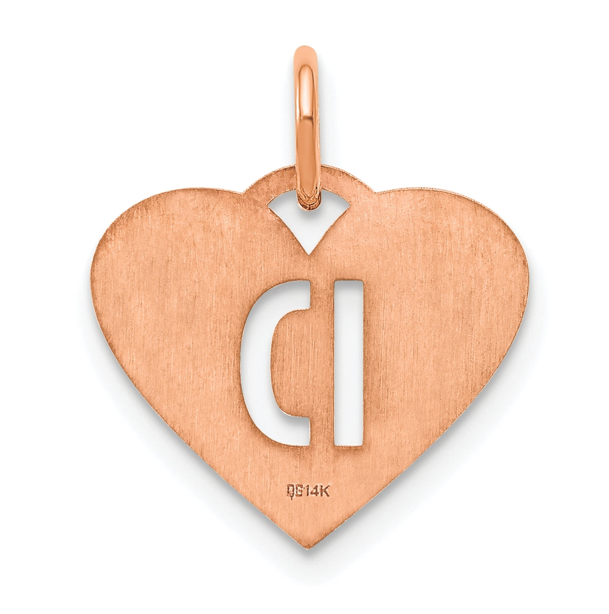 Sterling Silver Rose Gold Plated Heart Letter D Initial Charm
