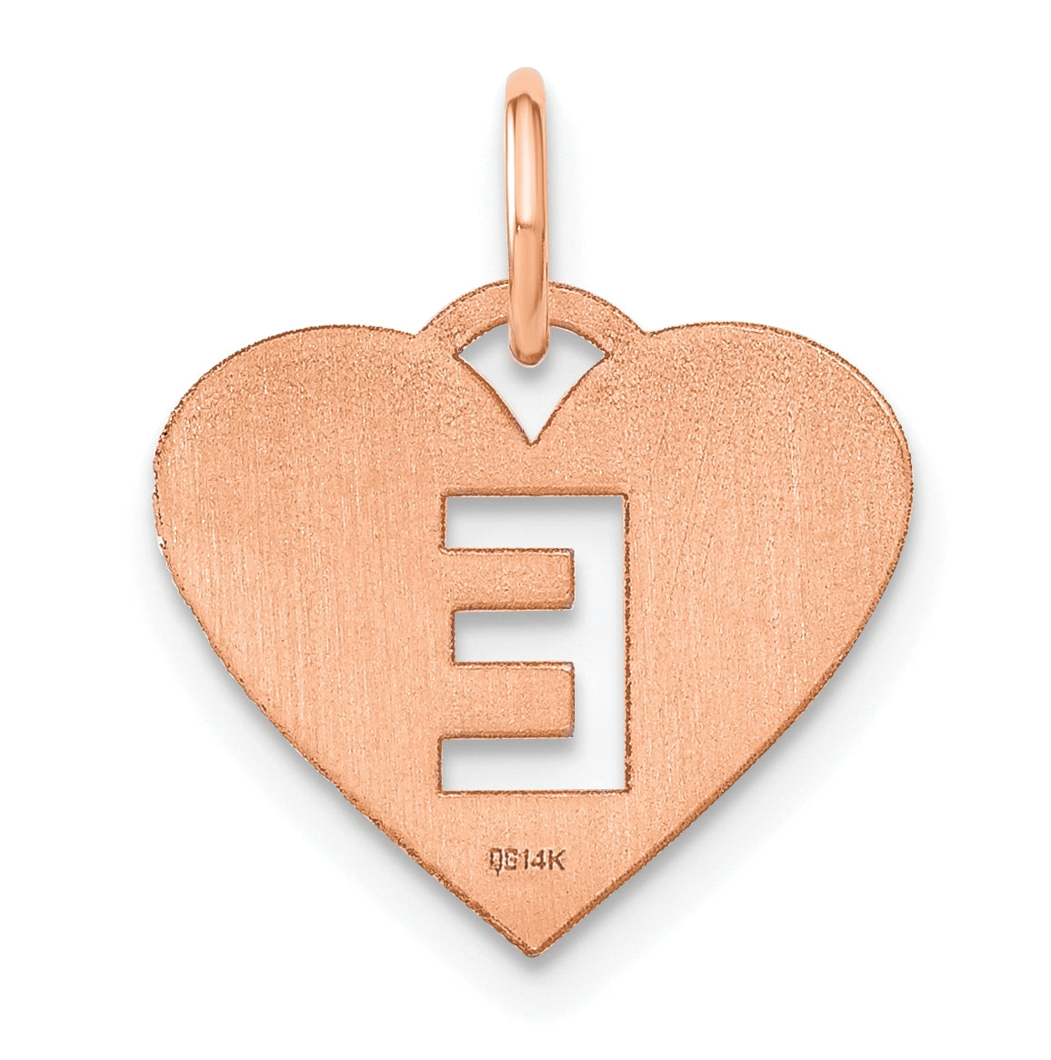 Sterling Silver Rose Gold Plated Heart Letter E Initial Charm