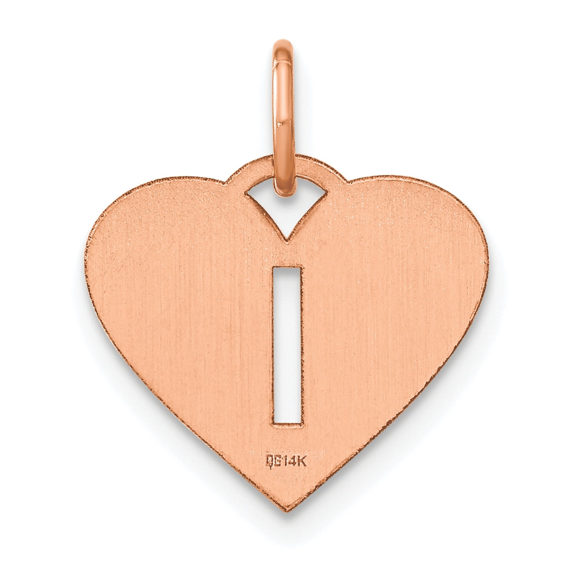 Sterling Silver Rose Gold Plated Heart Letter I Initial Charm