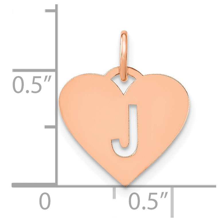Sterling Silver Rose Gold Plated Heart Letter J Initial Charm