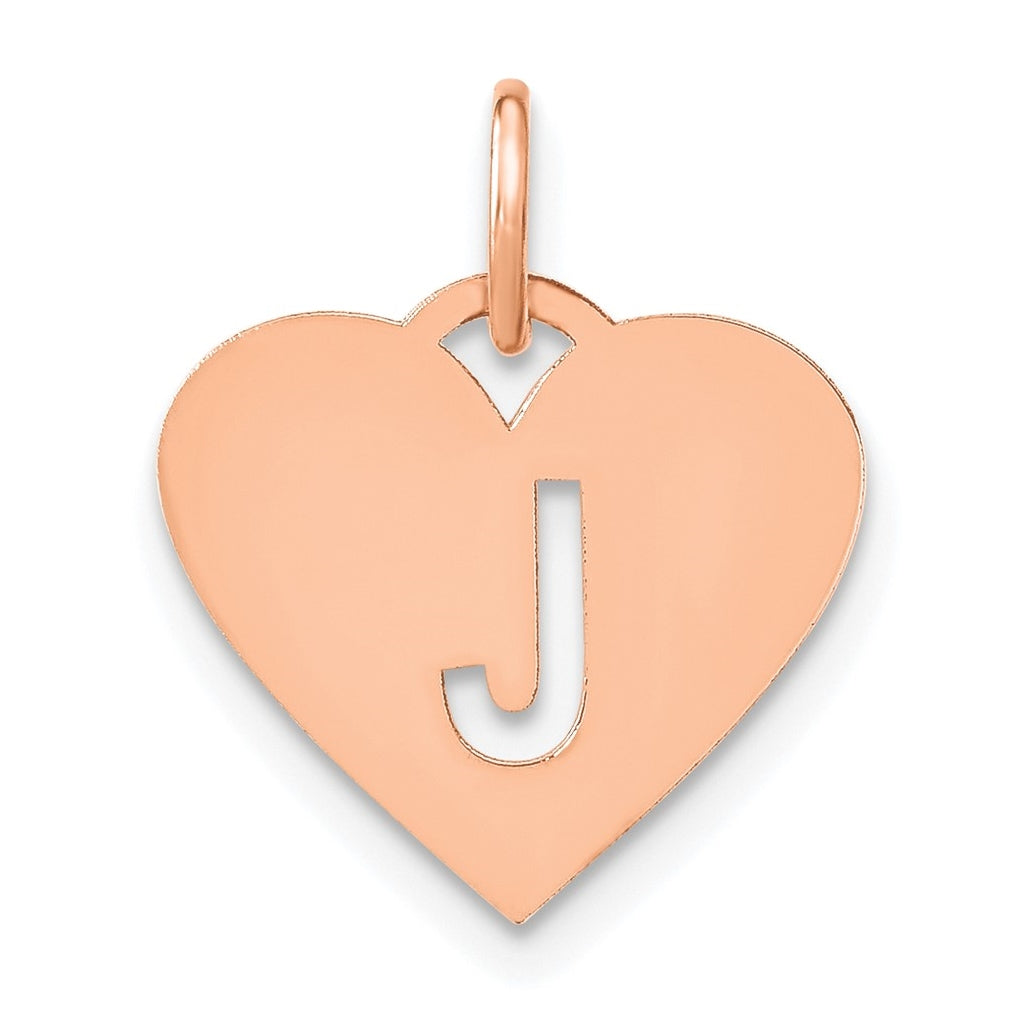 Sterling Silver Rose Gold Plated Heart Letter J Initial Charm