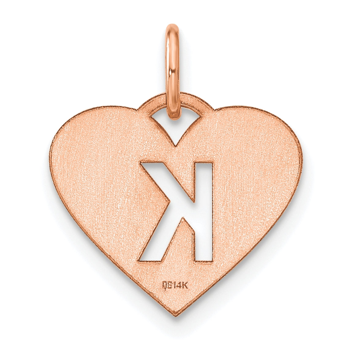 Sterling Silver Rose Gold Plated Heart Letter K Initial Charm