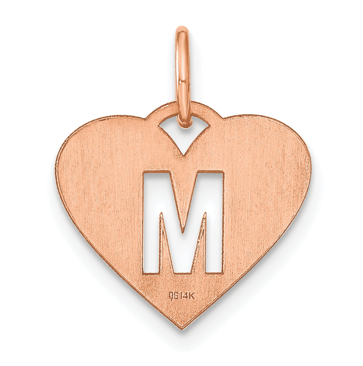 Sterling Silver Rose Gold Plated Heart Letter M Initial Charm