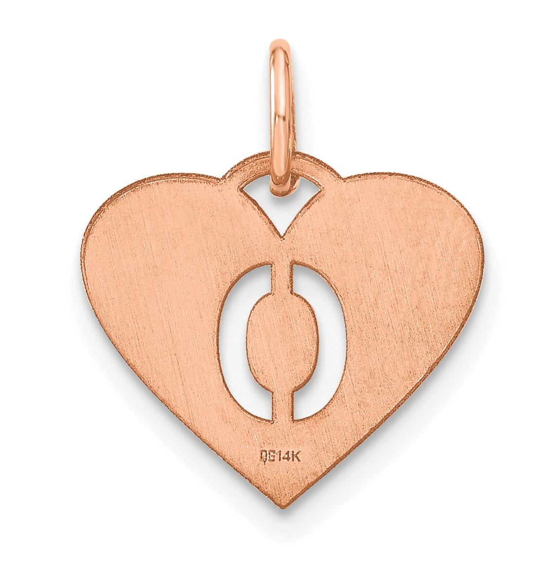Sterling Silver Rose Gold Plated Heart Letter O Initial Charm