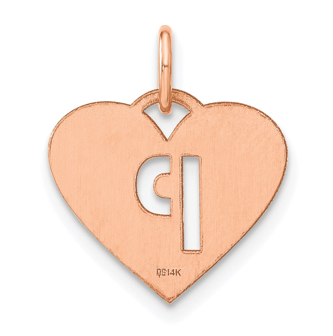 Sterling Silver Rose Gold Plated Heart Letter P Initial Charm