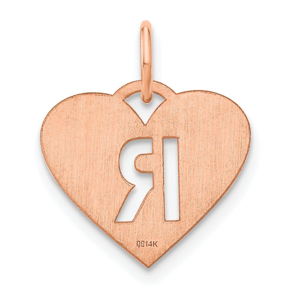 Sterling Silver Rose Gold Plated Heart Letter R Initial Charm