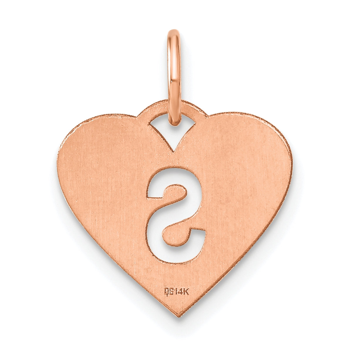 Sterling Silver Rose Gold Plated Heart Letter S Initial Charm