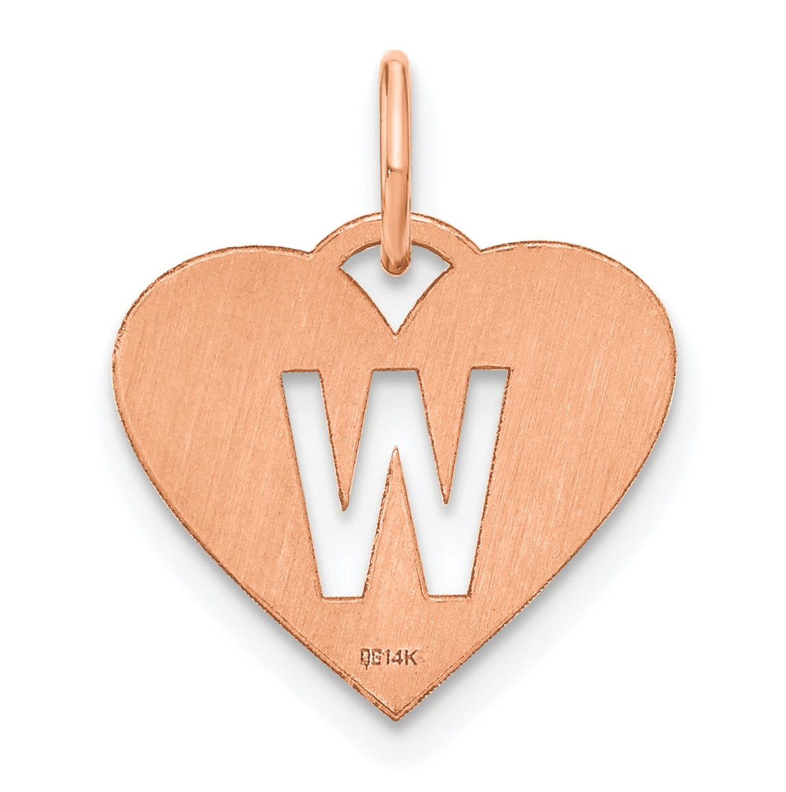 Sterling Silver Rose Gold Plated Heart Letter W Initial Charm