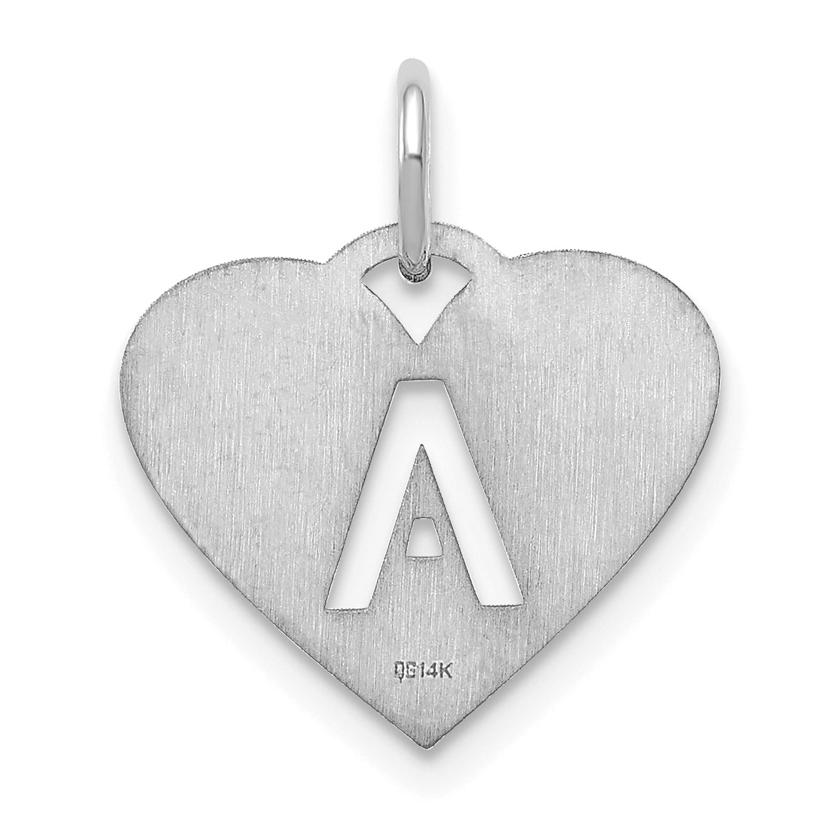 Sterling Silver Rhodium plated Heart Letter A Initial Charm
