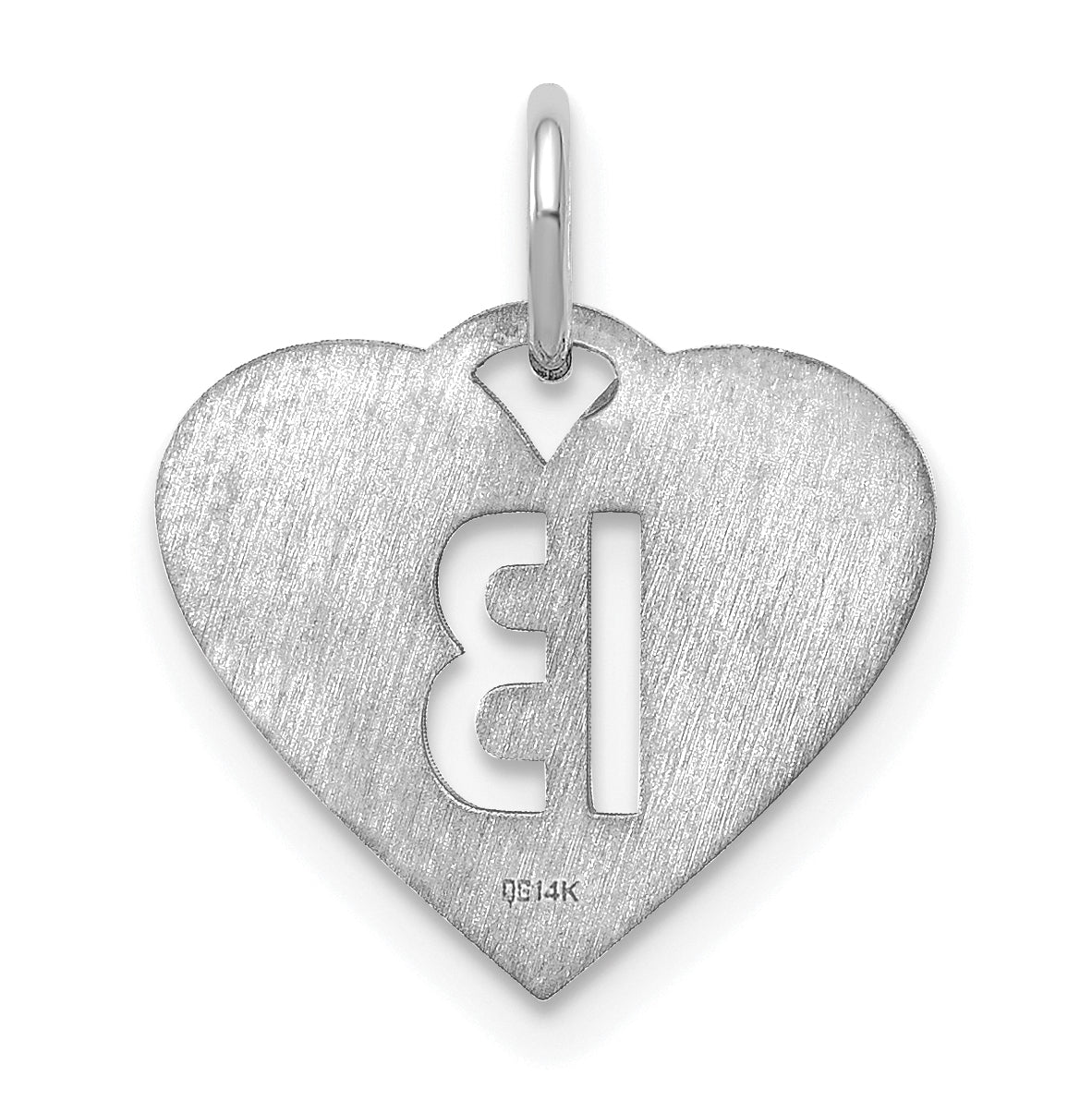 Sterling Silver Rhodium plated Heart Letter B Initial Charm